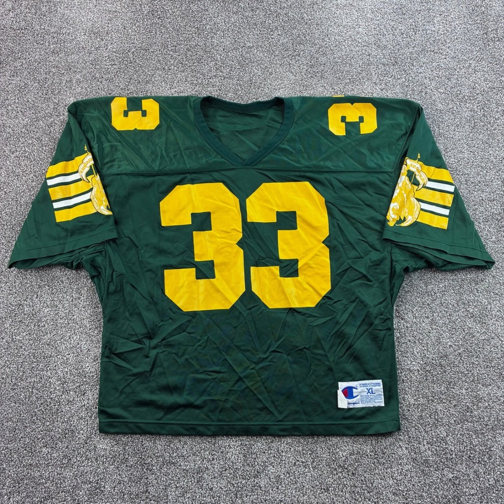 Vintage Champion Football Jersey Mens XL Green Mesh Cropped Made in USA